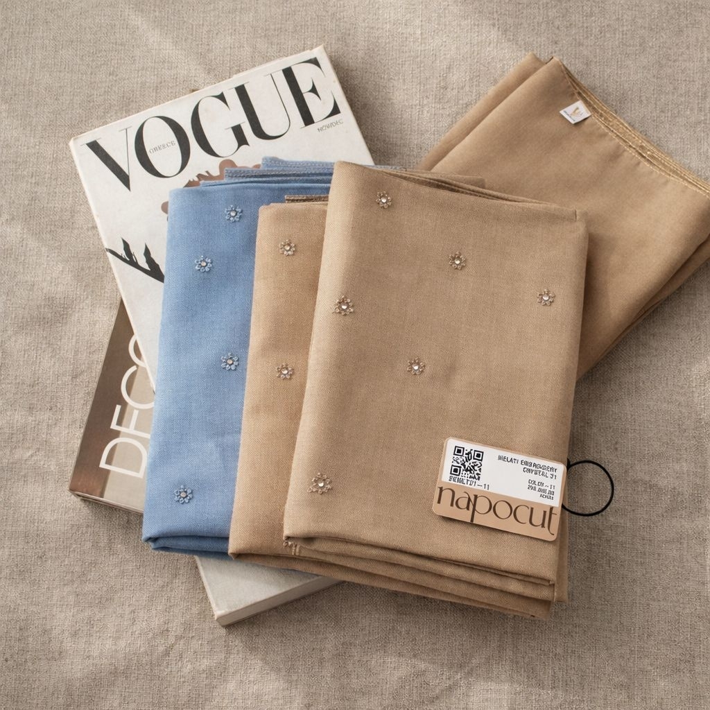 Napocut melati embroidery/Napocut bordir melati jilbab segiempat