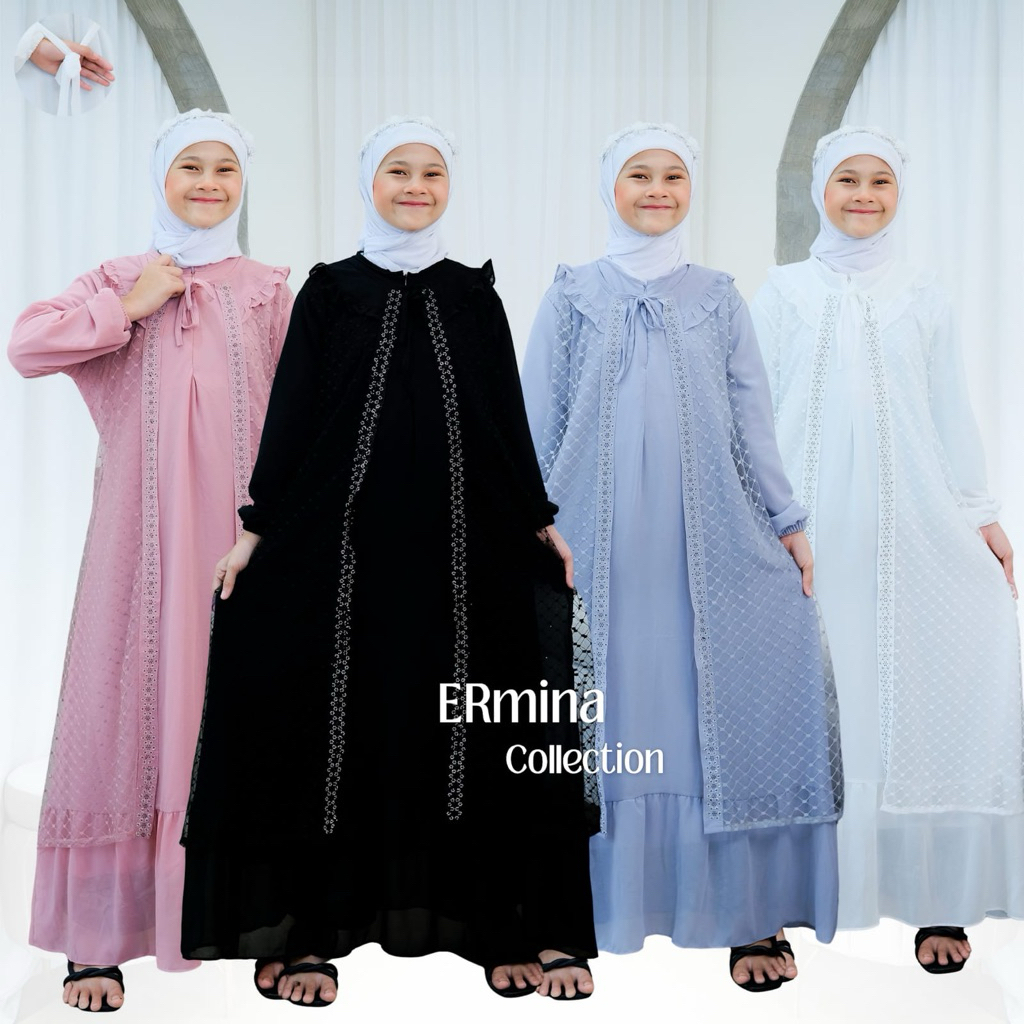 Gamis Ceruty Polos Mix Tile Anak Tanggung