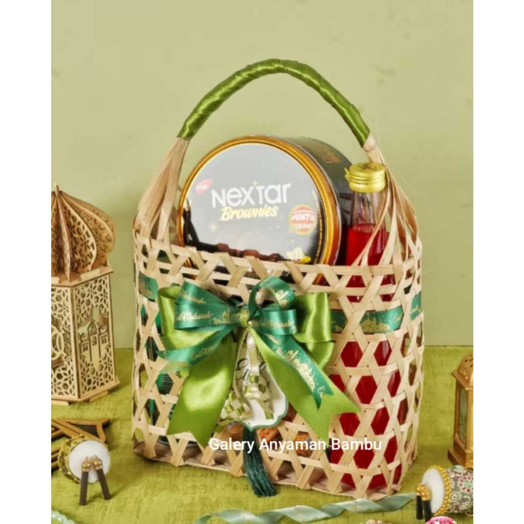 PARCEL IDULFITRI HAMPER LEBARAN keranjang anyaman bambu, tas parcel keranjang souvenir rotan ukuran 