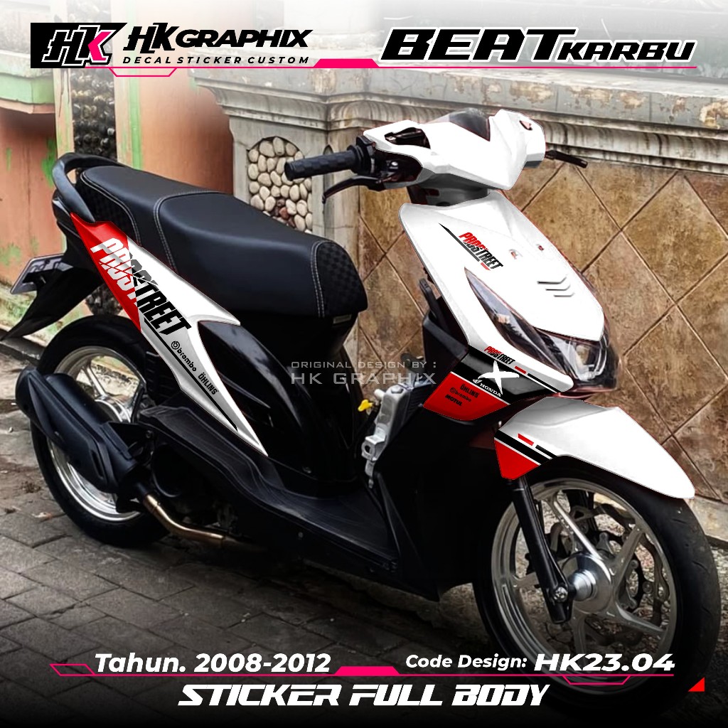 Decal Stiker Full body Honda Beat Karbu 2008 2009 2010 2011 2012 Variasi Beat Karbu Racing Sticker P