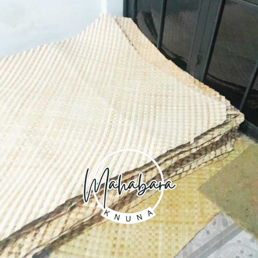 Tikar Pandan Anyaman Serbaguna 190x120cm Tradisional Motif Kotak Garis Daun Pandan