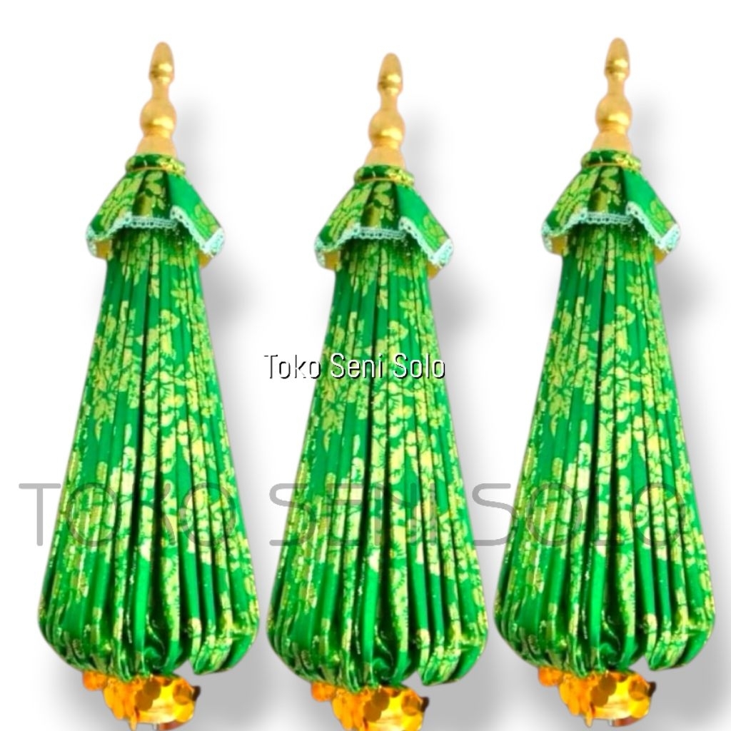 Payung Keraton Hijau Motif Bunga Emas 2 meter / Payung dekorasi pengantin jaranan Tedung Jawa Bali T