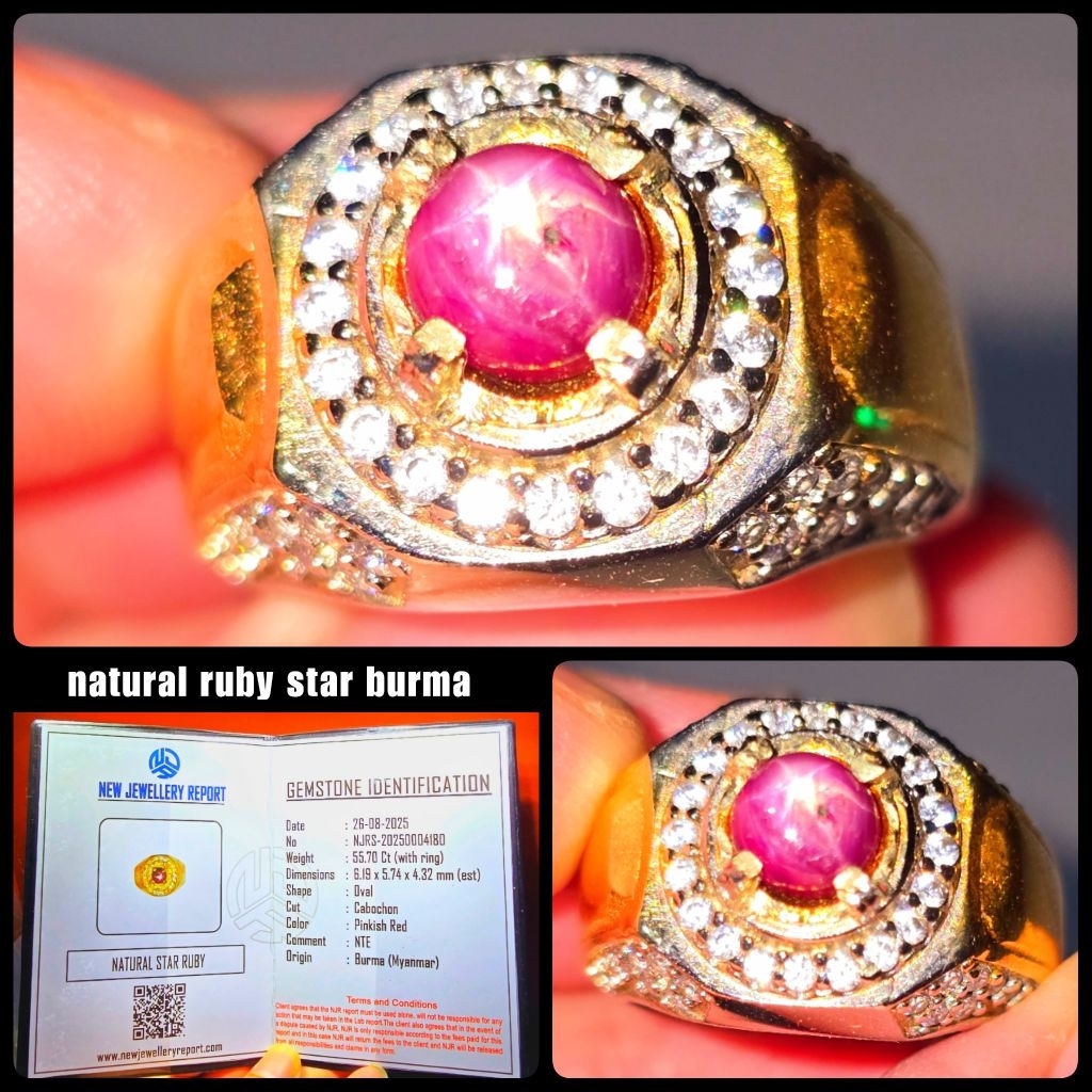natural star ruby delima burma myanmar HQ + sertifikat
