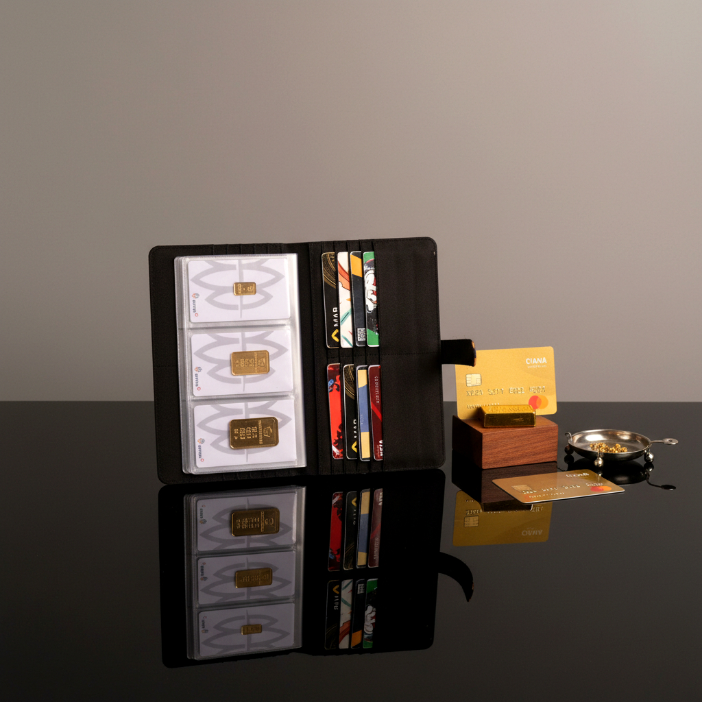 Dompet Emas Mini Card Holder Koleksi LM Card Wallet Uang & Atm