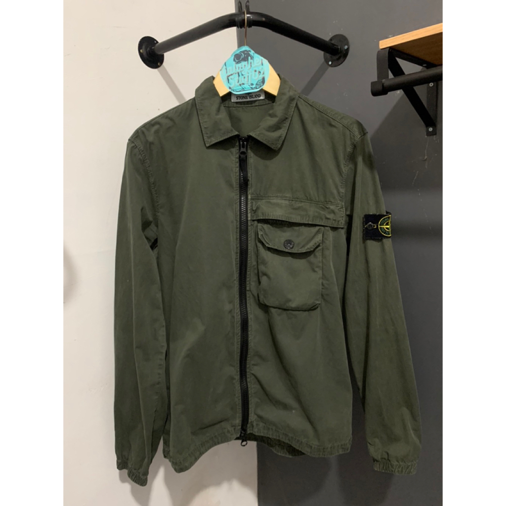 STONE ISLAND OVERSHIRT OLIVE 100% ORIGINAL