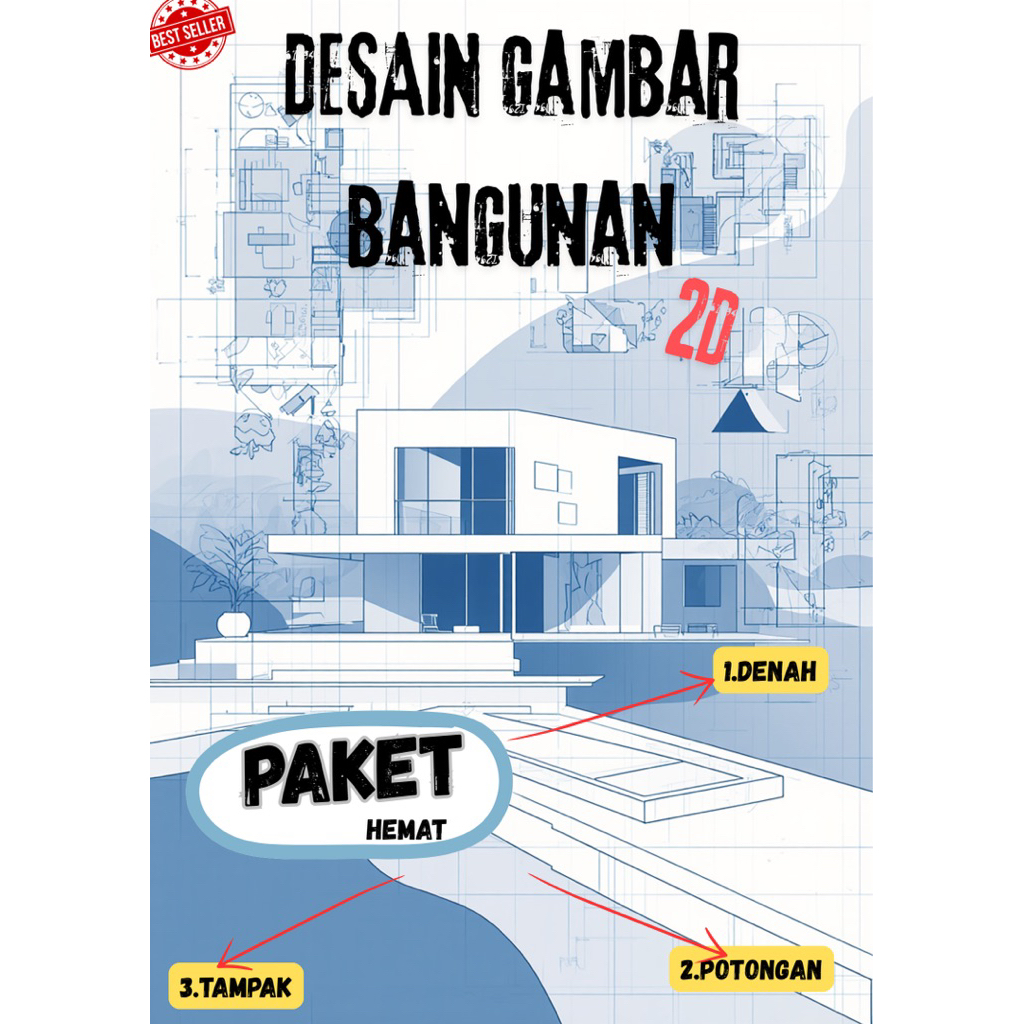 PAKET HEMAT DESAIN RUMAH, GEDUNG, RUKO, dsb | DENAH, TAMPAK & POTONGAN (AUTOCAD DESIGN)