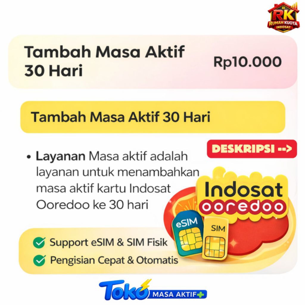 Tambah Masa Aktif Indosat 30hari Untuk Nomor Aktif