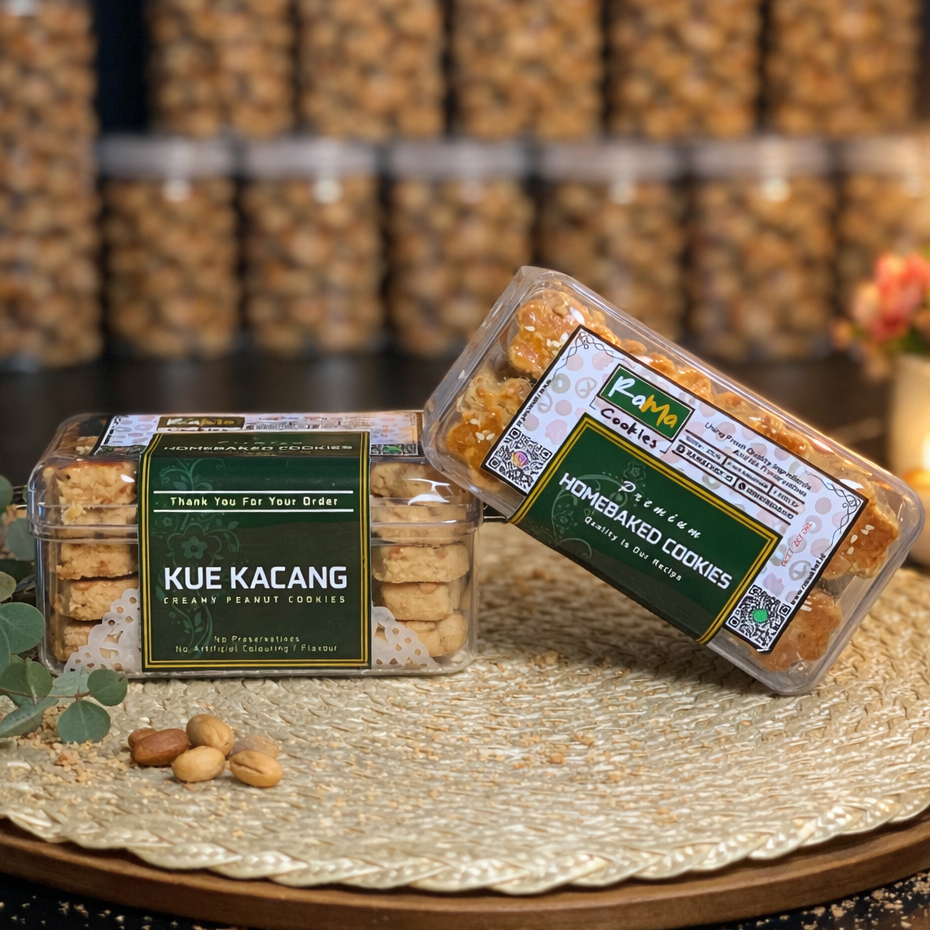 KUE KACANG Mede Premium Butter Tabur Wijen Bentuk Bunga | Kue Kering Lebaran Kemasan Jar 750ml dan Hardtop 350gr by RaMaChef