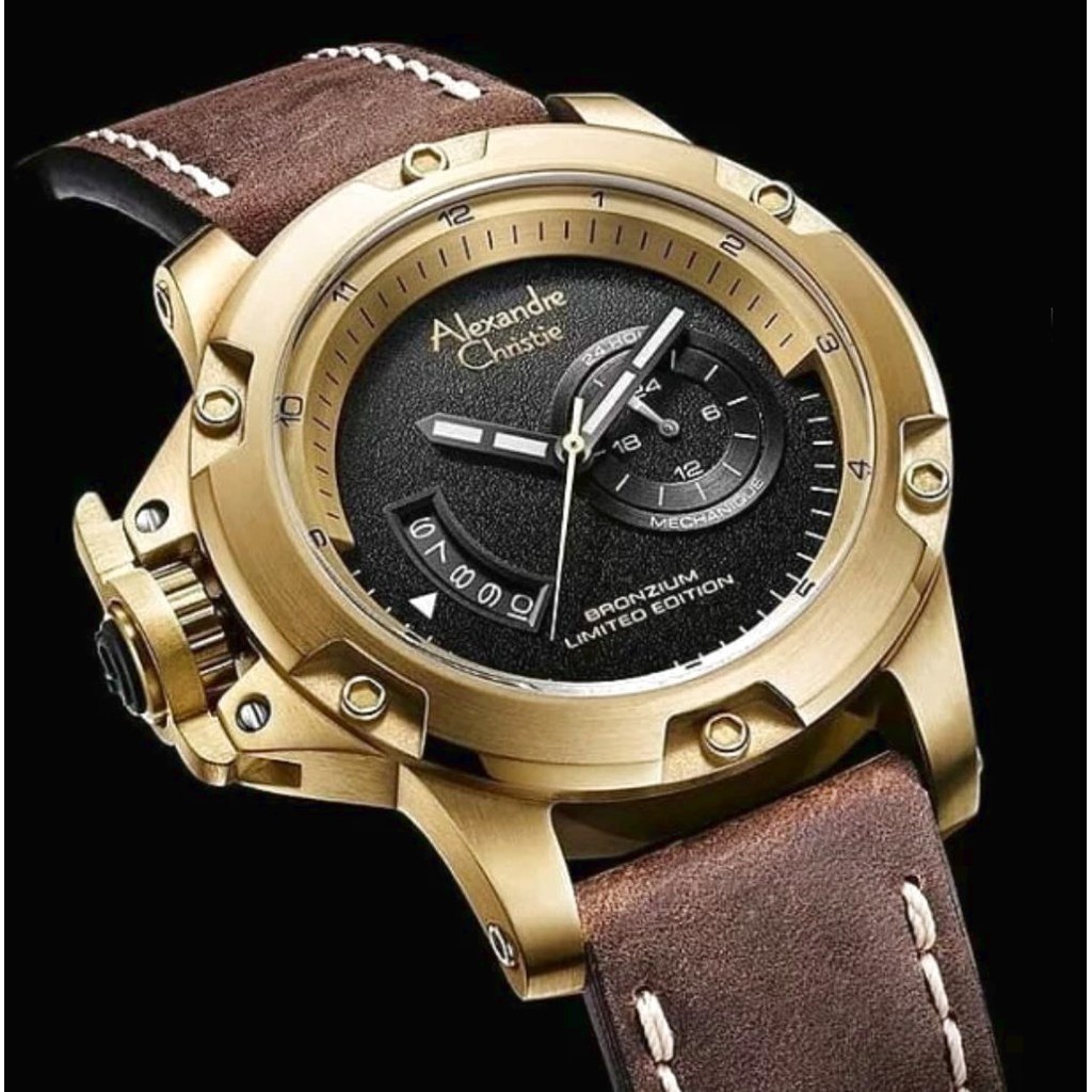 JAM TANGAN PRIA ALEXANDRE CHRISTIE AC 6481MA Limited Edition All Solid Bronze Calf Leather