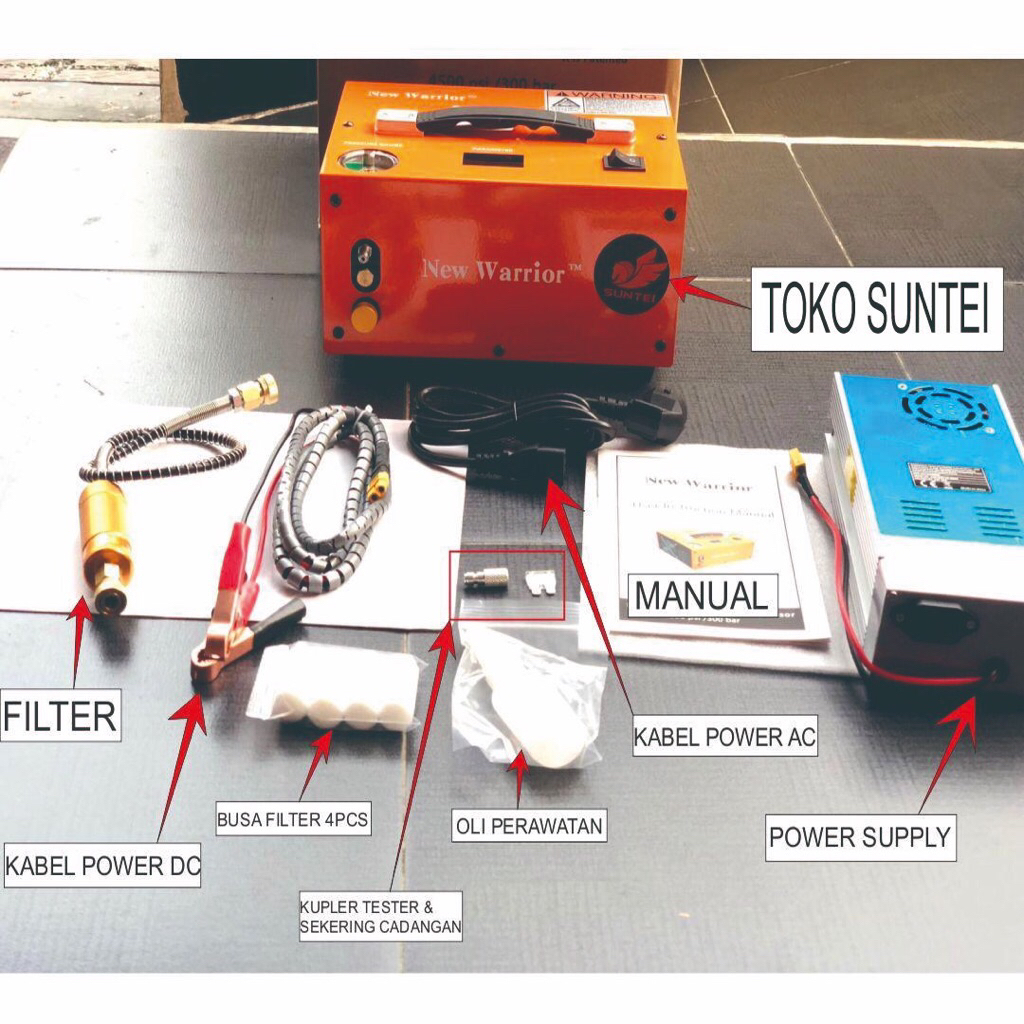 Kompresor PCP New Warrior / Compressor PCP Portable New Warrior AC/DC