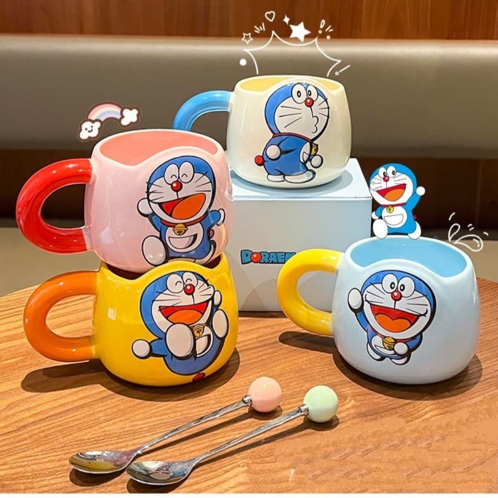 DORAEMON Mug Keramik dengan Sendok