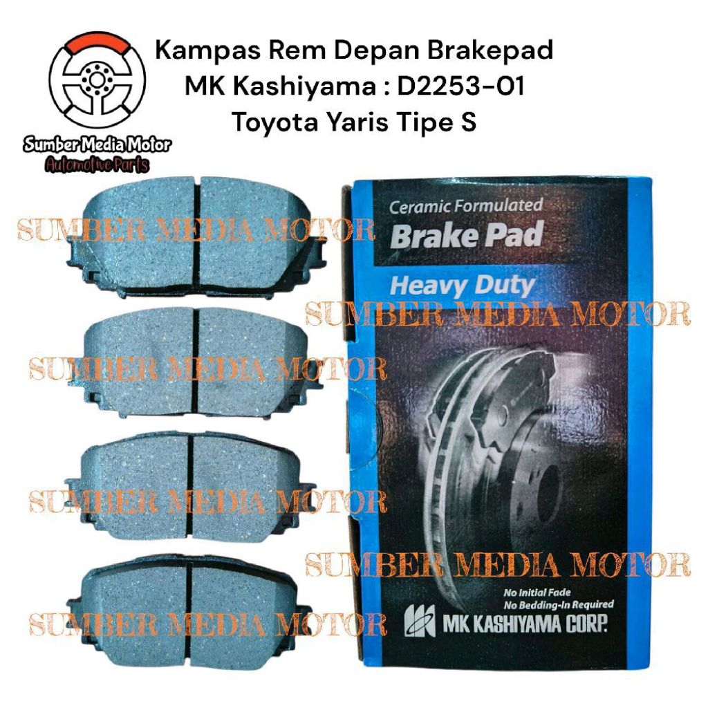 MK Kashiyama Kampas Rem Depan Brakepad D2253-01 Toyota Yaris Tipe S