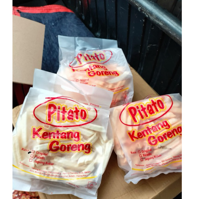 Kentang Goreng Pitato 95 gr - Rasa Original, Jagung Bakar, dan Balado