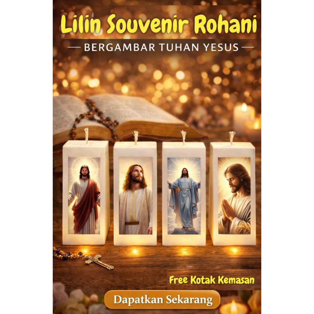 SOUVENIR TUHAN YESUS ISTIMEWA LILIN GAMBAR DOA ROHANI / Lilin Doa / Lilin Souvenir / Lilin Kristen K