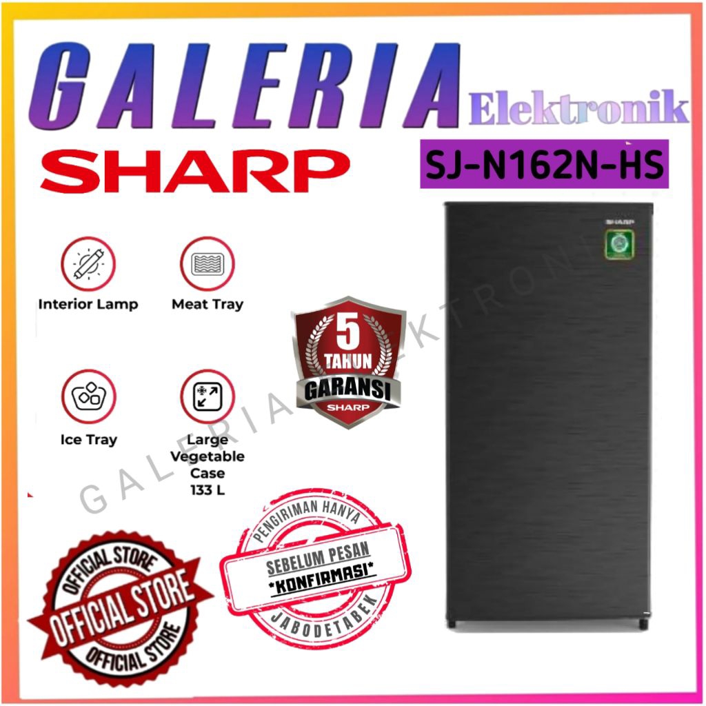 KULKAS 1 PINTU SHARP SJ-N162N-HS/SJ N162N HS/SJN162NHS NEW KIREI SERIES SJN162