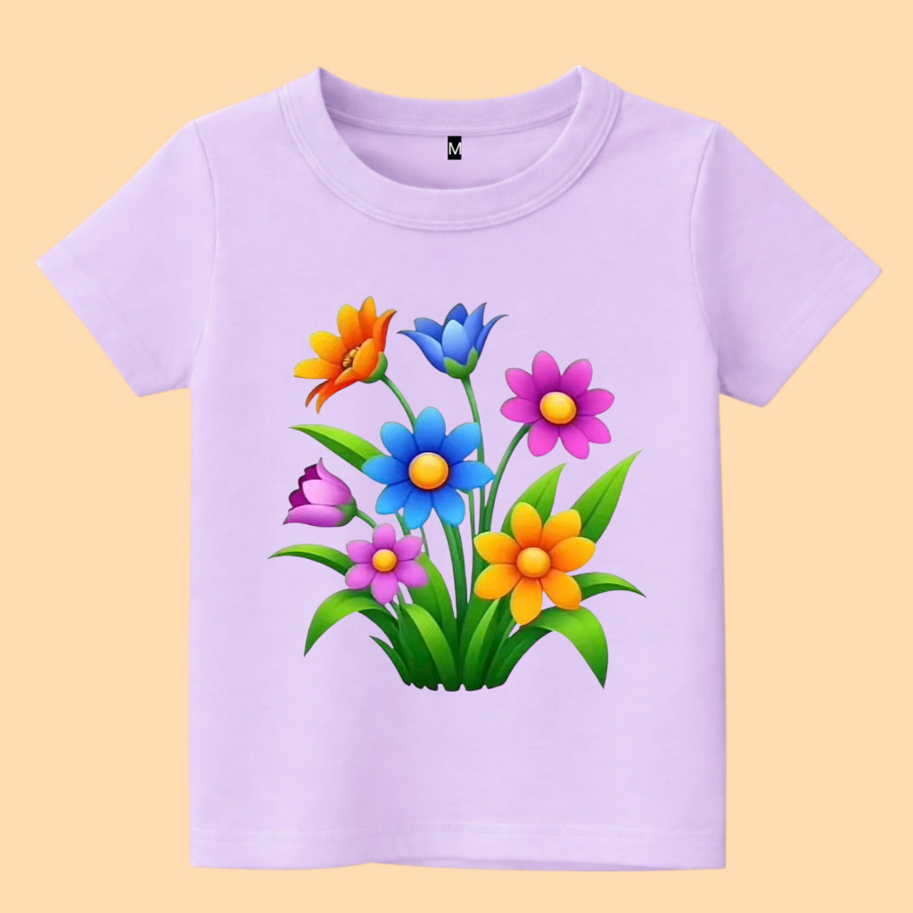 baju kaos anak gambar bunga cantik