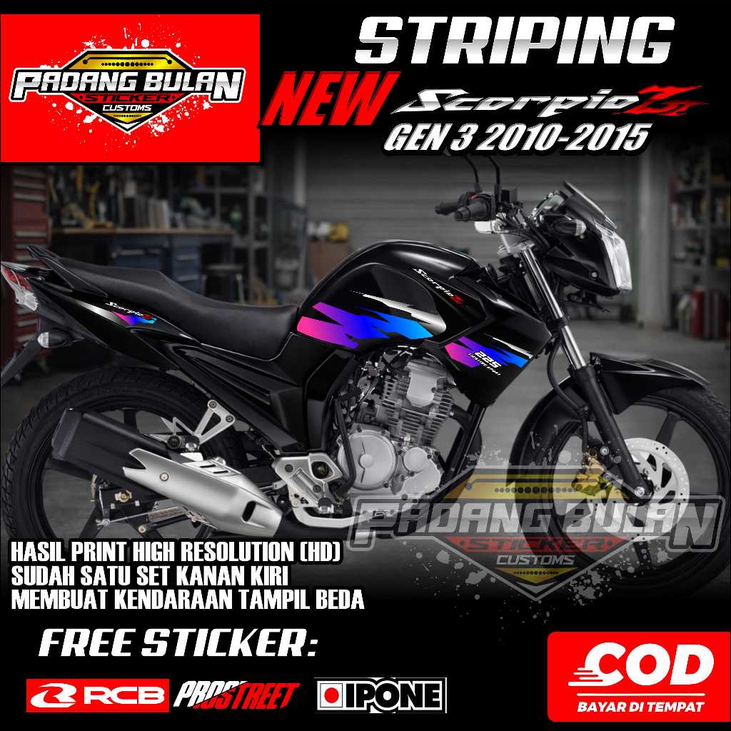 STRIPING YAMAHA NEW SCORPIO Z GEN 3 2010-2015 / STRIPING VARIASI NEW SCORPIO Z GEN 3 MOTIF SS