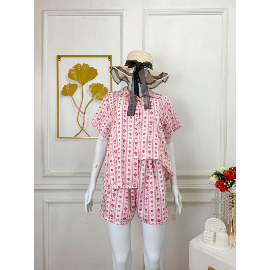 ALLURA HOTPANS SET • SETELAN PIYAMA CELANA PENDEK WANITA JUMBO BAHAN RAYON trend daster