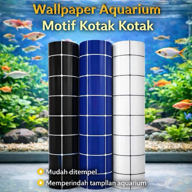 stiker dasar aquarium kotak kotak hitam putih biru sticker background kotak kotak dasar aquarium sko