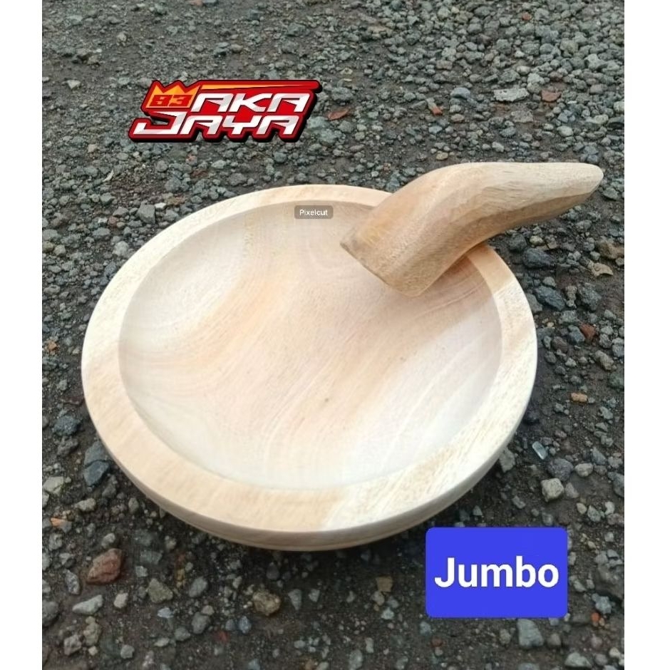 Cobek kayu Jumbo + mutu/ Coet kayu mahoni