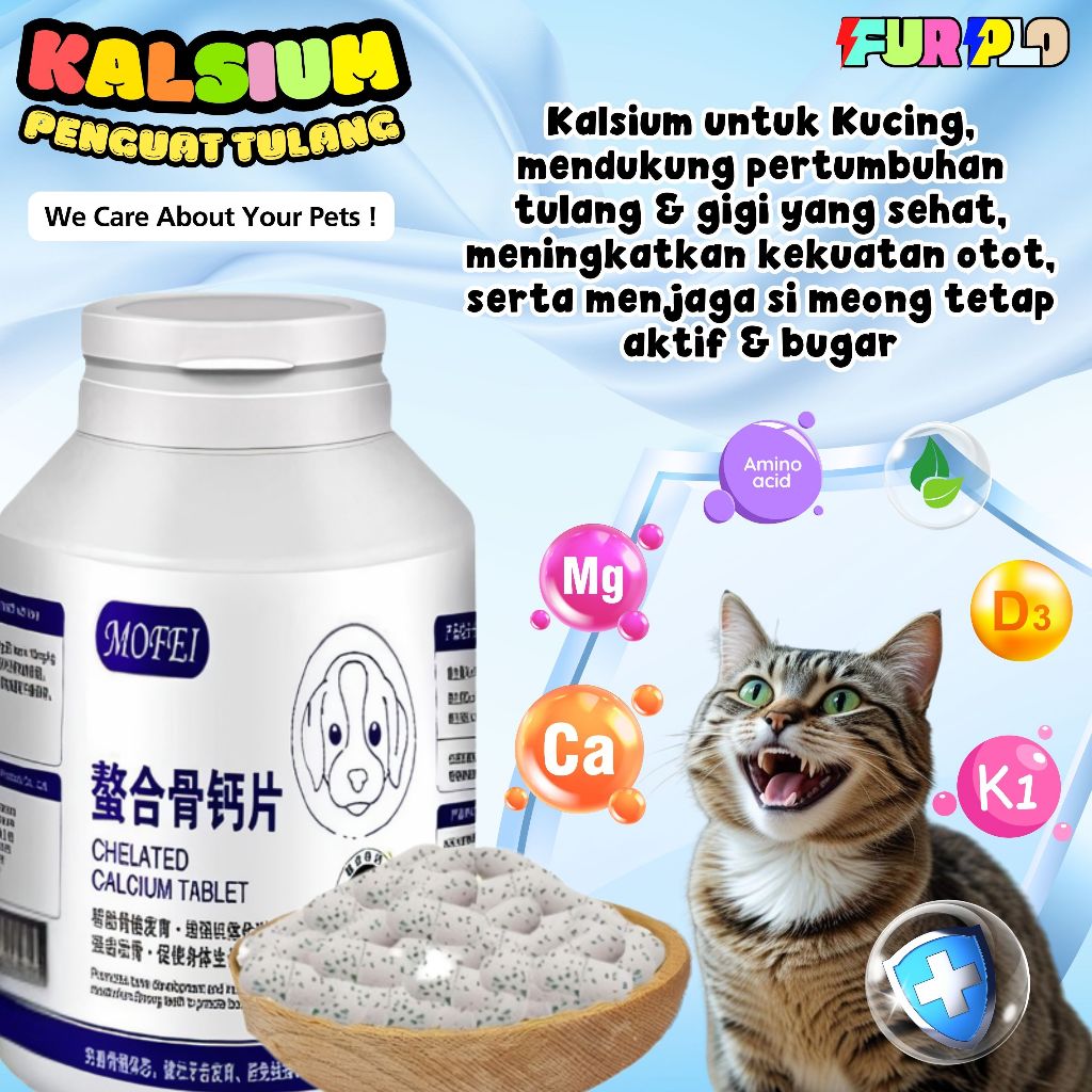 Kapsul Kalsium Kucing Vitamin Tulang Kucing Obat Kucing Calcium Suplement Tulang FURPLO