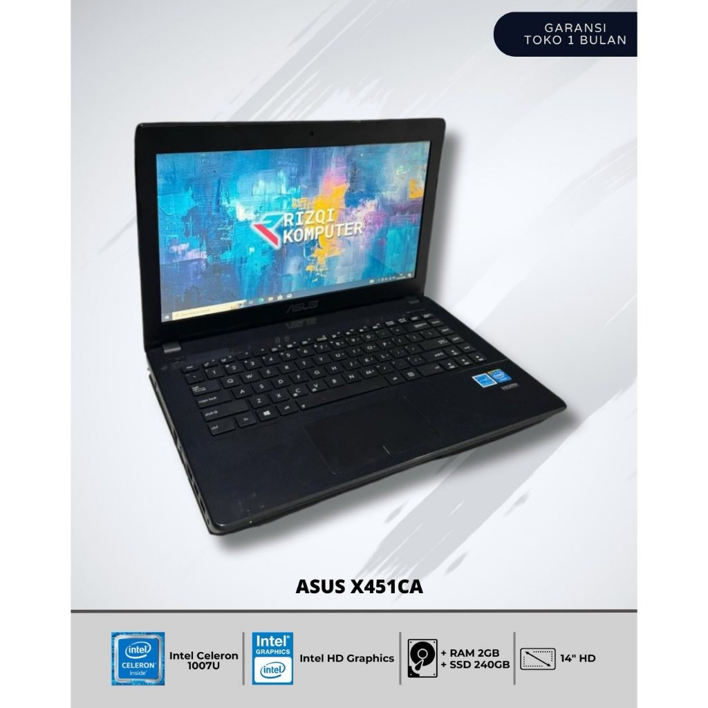 ASUS X451CA Intel Celeron 1007U RAM 2GB SSD 240GB