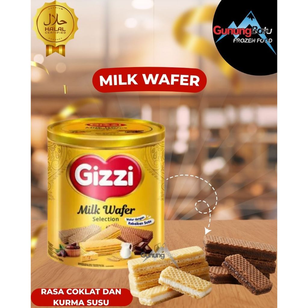 GIZZI MILK WAFER KALENG RASA COKLAT DAN KURMA SUSU