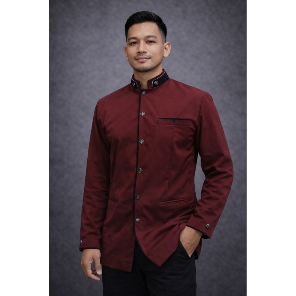 Jasko Polos Merah Marun |  Baju Koko dewasa | Koko Merah Marun | Jas Koko Pria | Jasko | Jas Koko