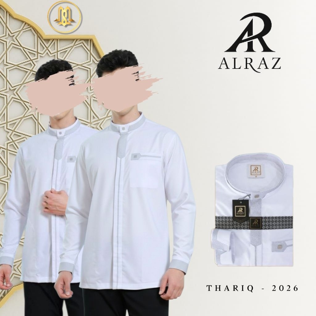 Koko Al Raz Premium Lengan Panjang Putih Model Thariq Kombinasi