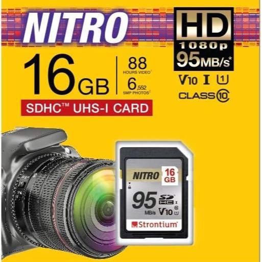 NITRO Strontium SD Card 16GB 95MB/S - Memory Card 16GB 95MB