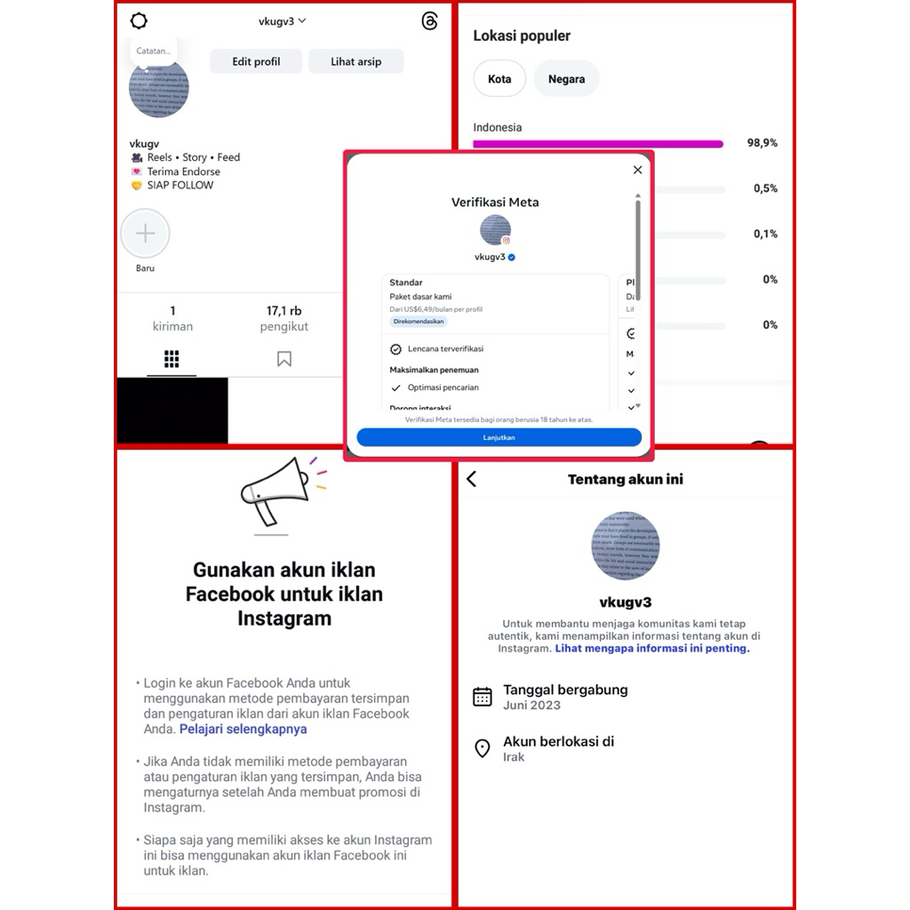 Akun insgram siap verifikasi centang