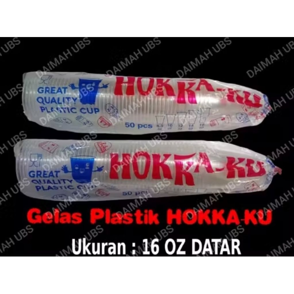 Gelas Plastik 16 Oz Datar, Cup 16 Oz Datar, Cup hokka-ku 16oz