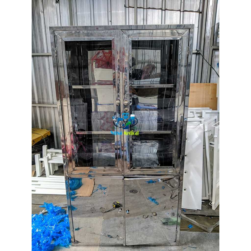 Lemari obat 2 pintu stainless / Lemari obat stainless / Lemari obat 2 pintu / Lemari obat