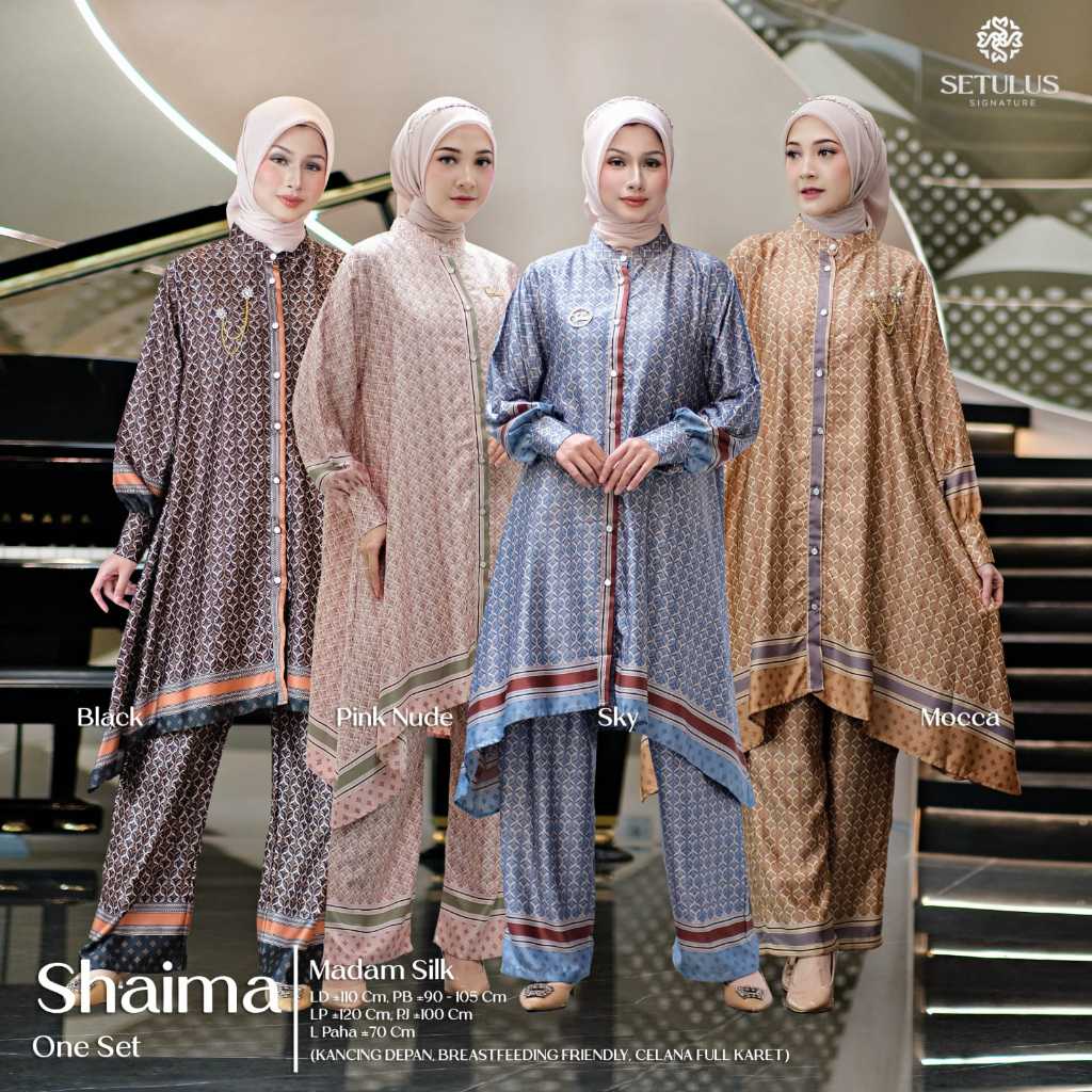 Setulus Signature - Shaima One Set LD 120 Ceruty Furing Mix Airflow Setelan Tunik Setelan Jumbo Sete