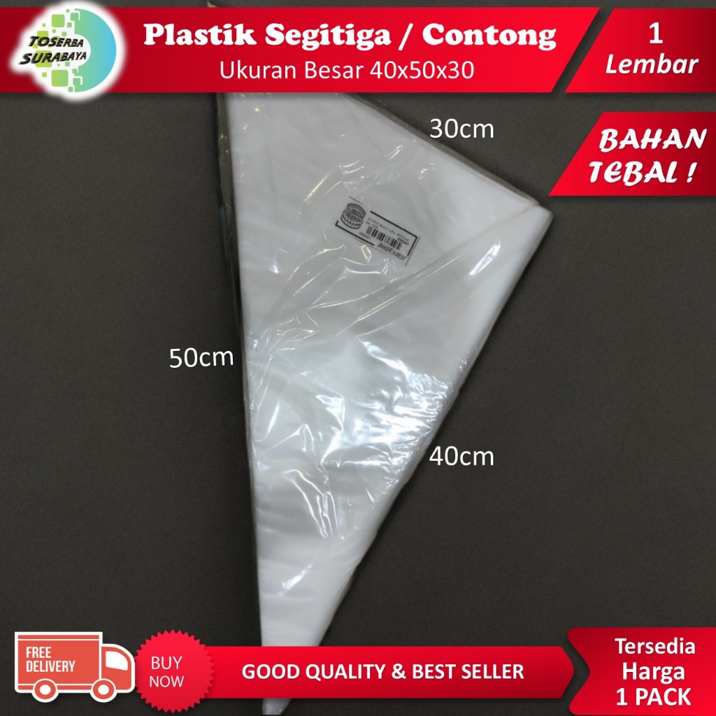 Plastik Segitiga Besar 40x50x30 (Per Lembar) Bahan Lebih Tebal - Tersedia Harga 1 Pack