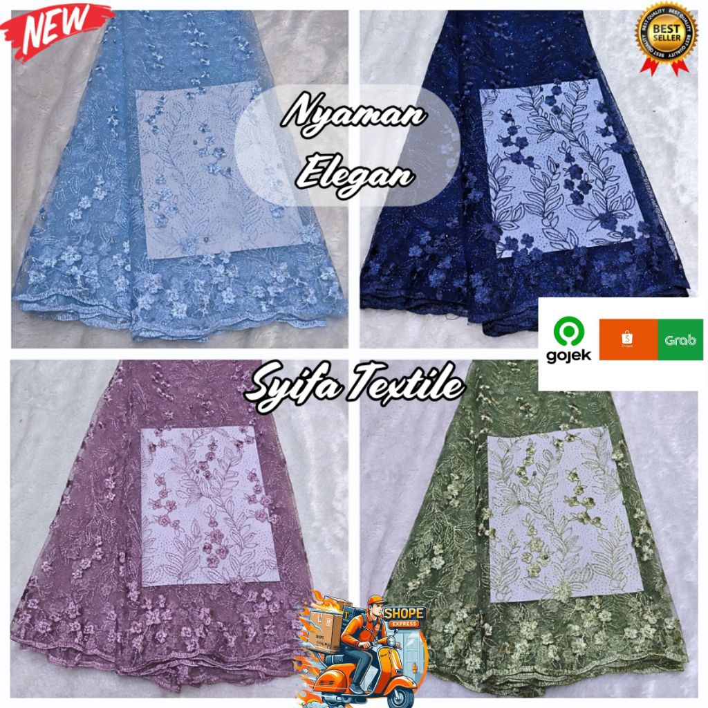 PROMO. Kain Brokat / Kain Brokat Meteran / Kain Tile Mutiara / Kain Brukat Meteran / Kain Tile Bordi