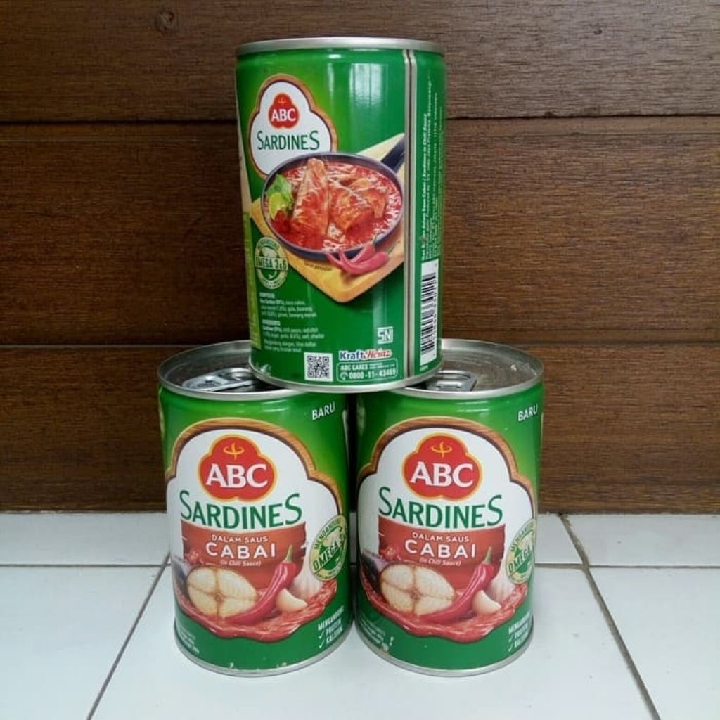 3 Sarden ABC Tomat/Cabai/Extra Pedas Kaleng Besar 425 Gram ORDER JUGA sarden ikan tuna/Ikan sarden a