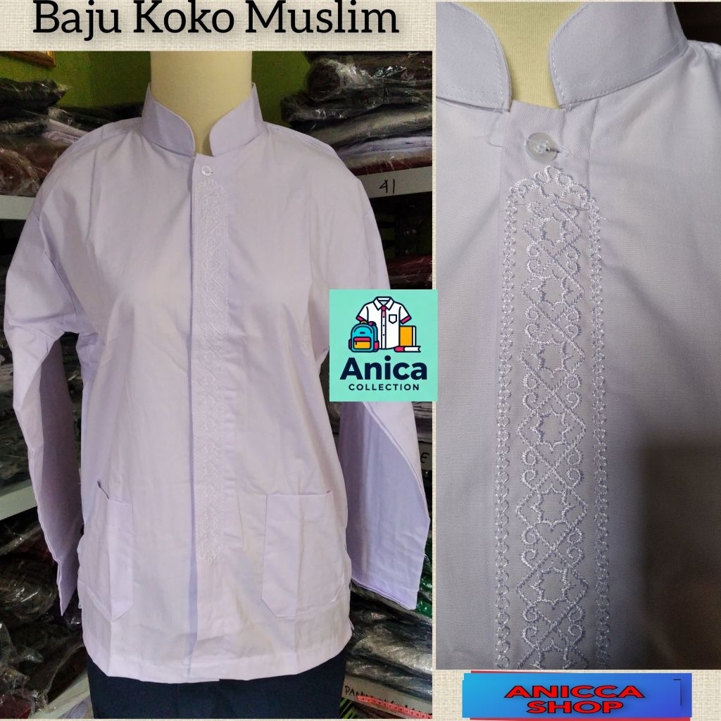 Baju/Kemeja Koko Panjang Putih Muslim untuk SD SMP SMA Pondok Pesantren Seragam Sekolah