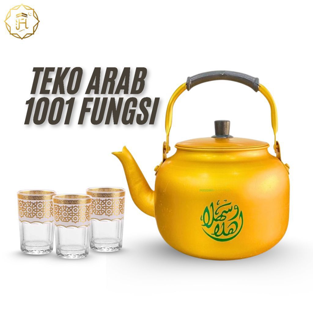 Teko Arab Emas RRT Dubai 1L | Cerek Air Zam Zam Aesthetic | Oleh Oleh Haji Umroh