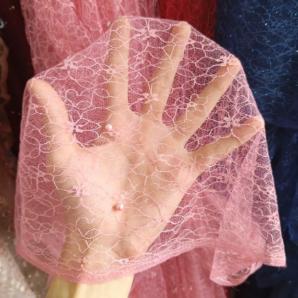 [SALE] Kain Tile Premium - kain tile mutiara - kain tile payet - kain tile akar - bahan tulle [0,5m]