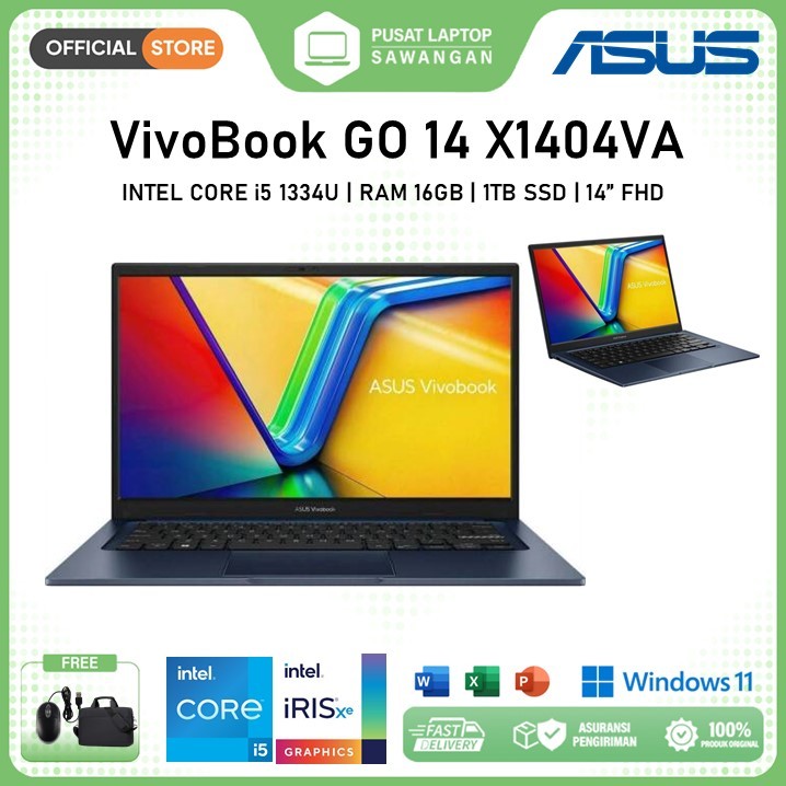 Laptop Asus Vivobook go 14 X1404VA Intel Core i5 1334U RAM 16GB 1TB SSD Windows 11 Original