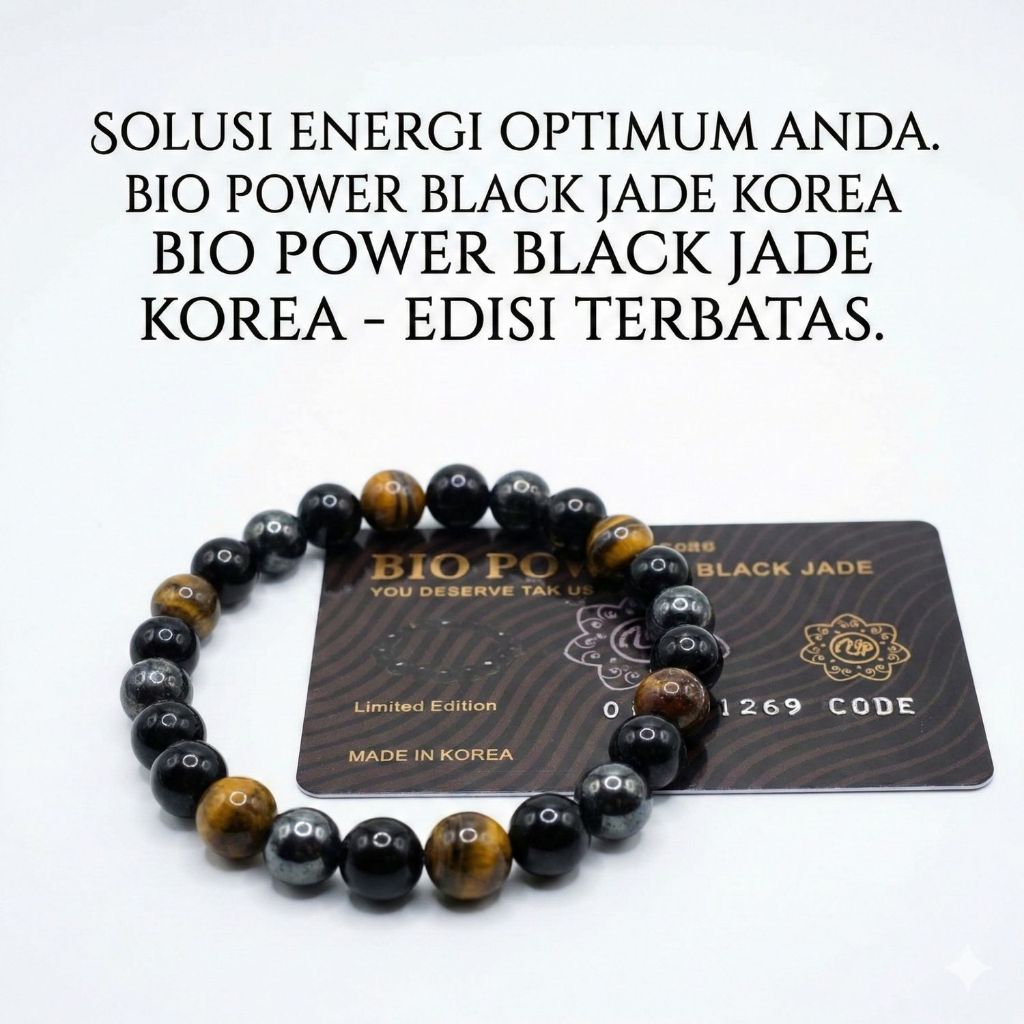 Gelang Bio Power Black Jade Korea Asli Premium