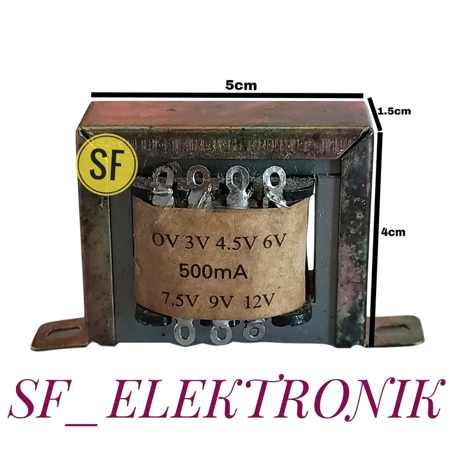 Trafo Transformator 500MA 0-12V NON CT Merk SANLIN