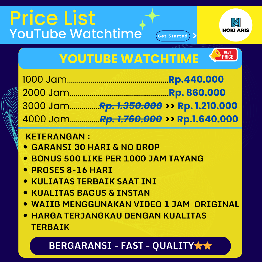 AMAN Jasa YouTube Watchtime 4000 Jam Bergaransi Permanen