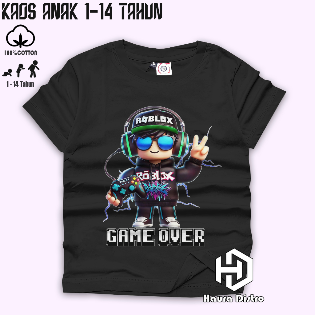 Baju Kaos Roblox Game Over Anak Cowok-Cewek Untuk Usia 2-14 Tahun