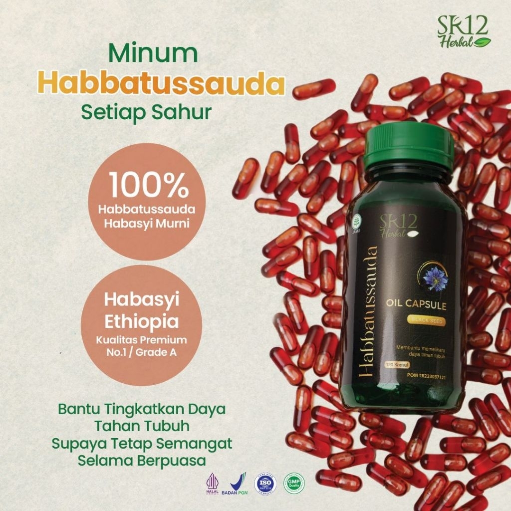SR12 Herbal Habbatussauda Oil Capsule 100% Habbatussauda Habisy Murni Grade A 3x Sehari 1-2 Kapsul