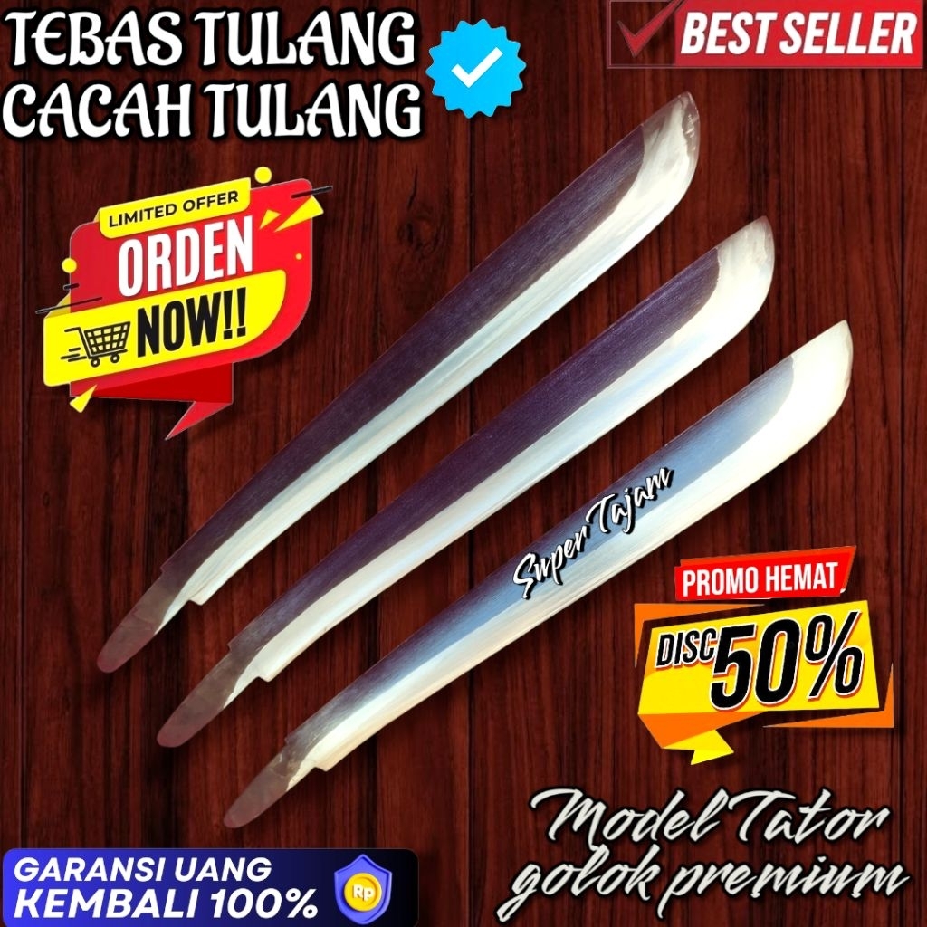 TEBAS TULANG CACAH TULANG MODEL TATOR GOLOK PREMIUM BAJA TEBAL KUAT AWET COCOK UNTUK KEBUN LADANG DA