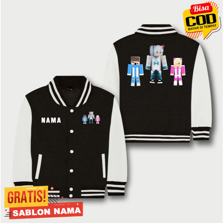 Jaket Varsity Baseball Anak Anak  ZUZUZU AKUDAV ROBLOX AKUDAP YOUTUBER / Jaket Custom  ZUZUZU AKUDAV