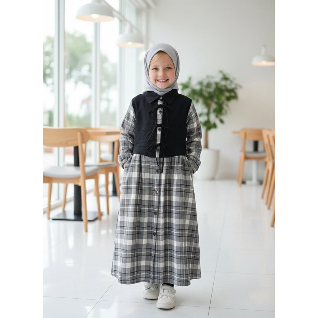 Gamis Abaya Anak Perempuan Terbaru Raya Katun Linen