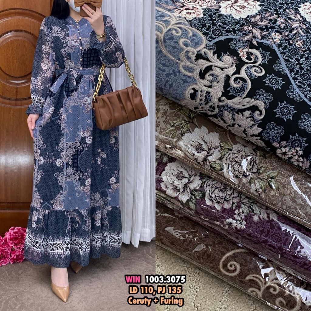 Dress wanita long dress - Dress babyterry import Jumbo